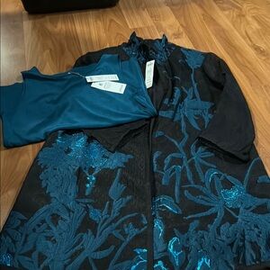 Elegant Black and Teal Floral Topper with tank